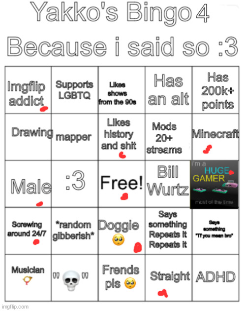 Yakko's bingo V4 | image tagged in yakko's bingo v4 | made w/ Imgflip meme maker