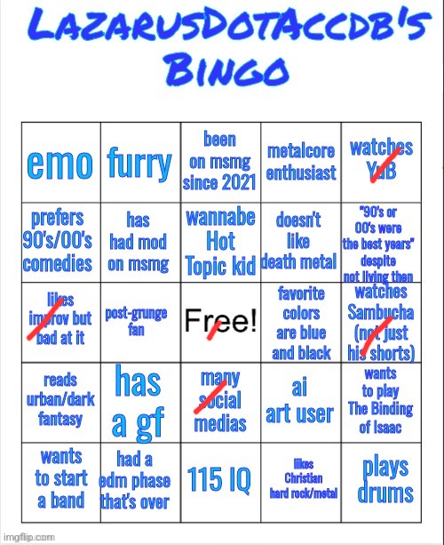 Lazarus bingo | image tagged in lazarus bingo | made w/ Imgflip meme maker