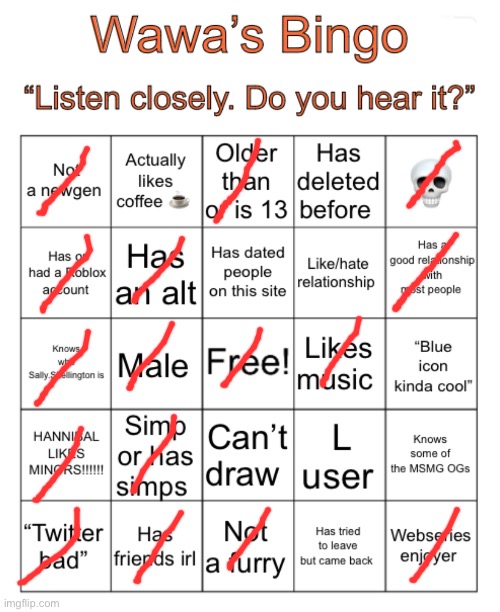 Wawa’s Bingo | image tagged in wawa s bingo | made w/ Imgflip meme maker