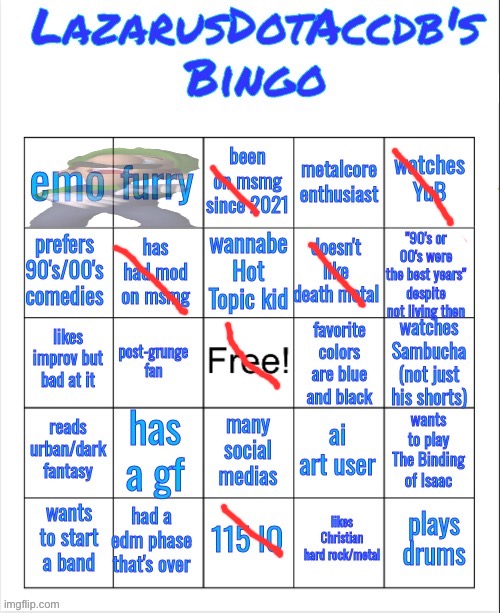 Lazarus bingo | image tagged in lazarus bingo | made w/ Imgflip meme maker