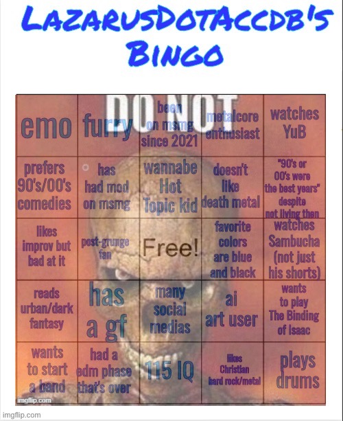 Lazarus bingo | image tagged in lazarus bingo | made w/ Imgflip meme maker