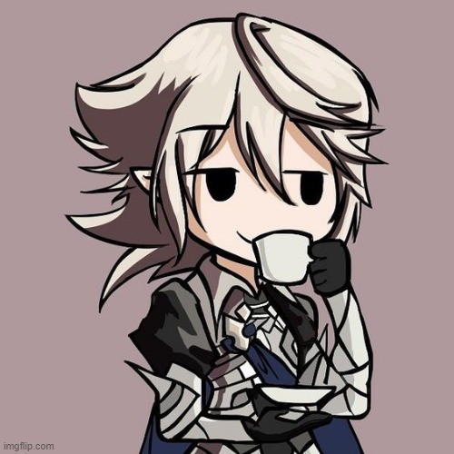 male Corrin sipping tea | image tagged in male corrin sipping tea | made w/ Imgflip meme maker