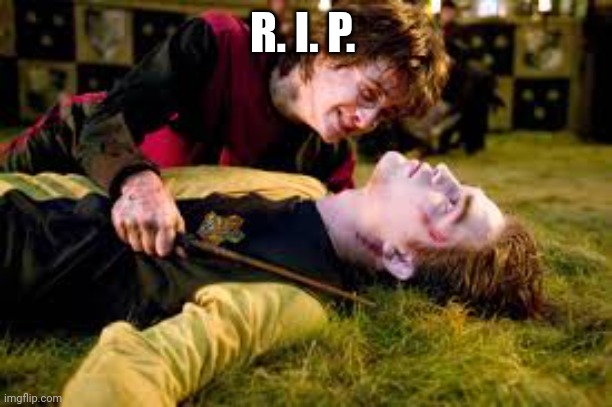 Death of Cedric Diggory | R. I. P. | image tagged in death of cedric diggory | made w/ Imgflip meme maker