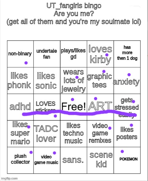 UT_fangirls bingo | image tagged in ut_fangirls bingo | made w/ Imgflip meme maker