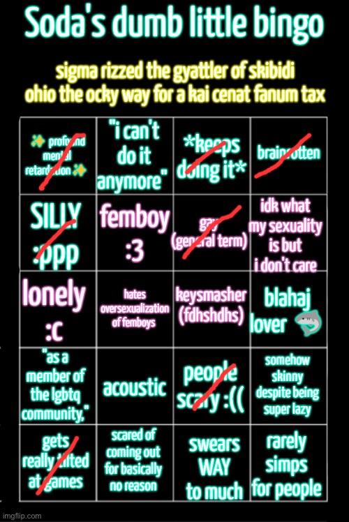 guess I’m nothing like him | image tagged in soda's dumb little bingo | made w/ Imgflip meme maker