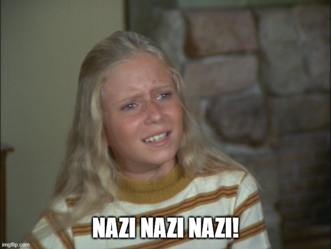 marcia marcia marcia | NAZI NAZI NAZI! | image tagged in marcia marcia marcia | made w/ Imgflip meme maker