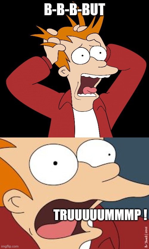 B-B-B-BUT TRUUUUUMMMP ! | image tagged in futurama fry screaming,fry screaming | made w/ Imgflip meme maker