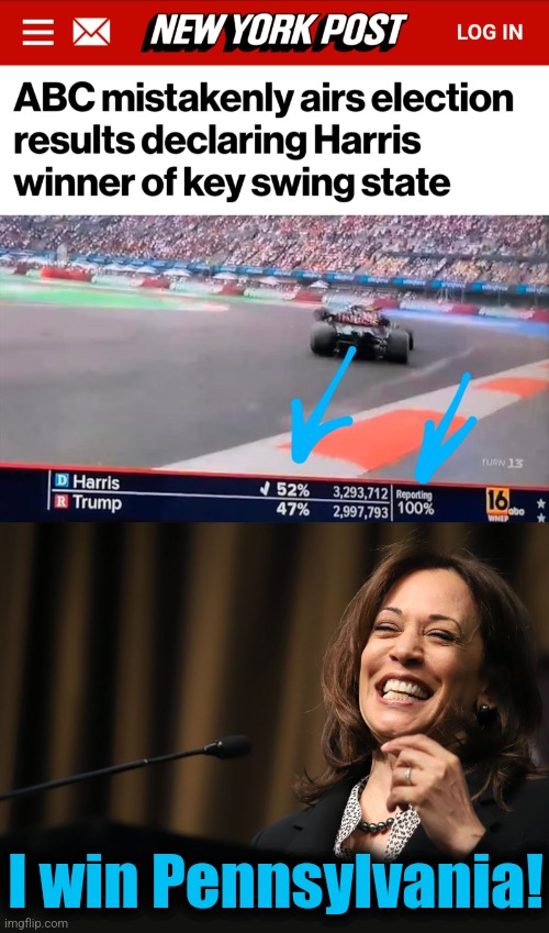 The fix isn't on.  The fix is DONE! | I win Pennsylvania! | image tagged in kamala harris laughing,abc,memes,pennsylvania,democrats,cheat | made w/ Imgflip meme maker