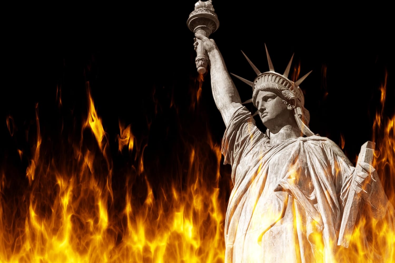 LIBERTY IN FLAMES Blank Meme Template