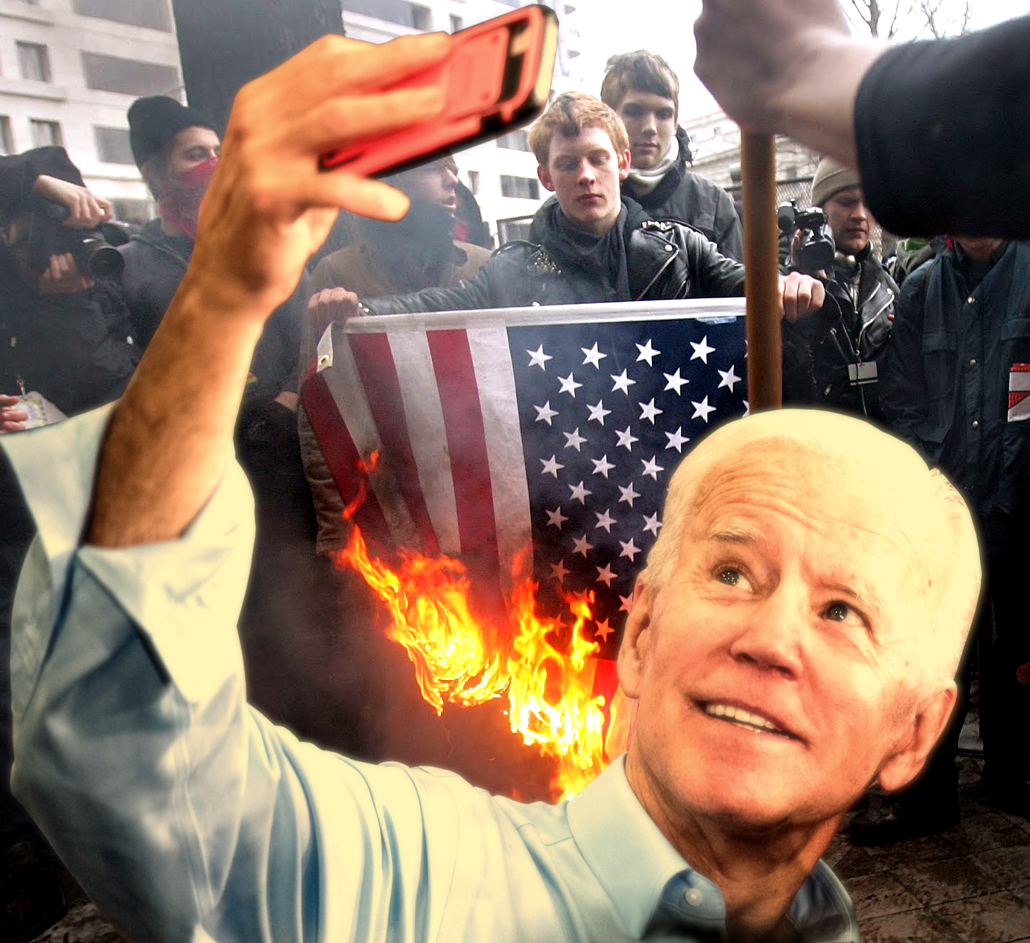 BIDEN BURNS FLAGS BETTER Blank Meme Template