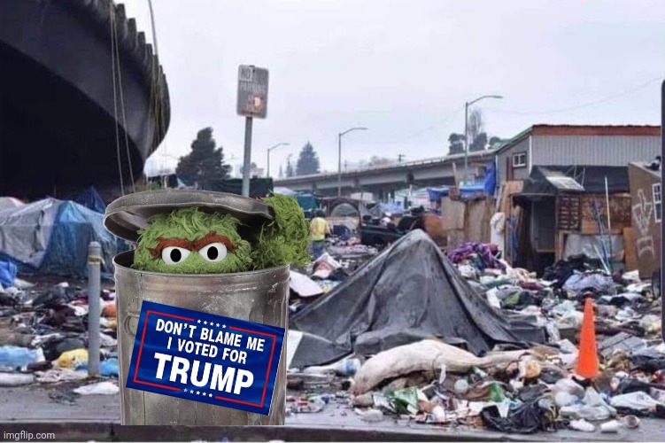 A Dystopian Irony | image tagged in california cities,donald trump,election 2024,garbage,voters,joe biden | made w/ Imgflip meme maker