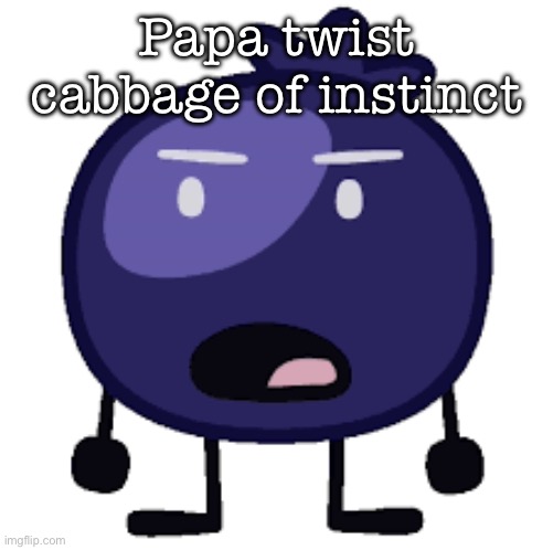 Displeased blueberry | Papa twist cabbage of instinct | image tagged in displeased blueberry | made w/ Imgflip meme maker