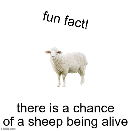 fun fact! | there is a chance of a sheep being alive | image tagged in fun fact | made w/ Imgflip meme maker