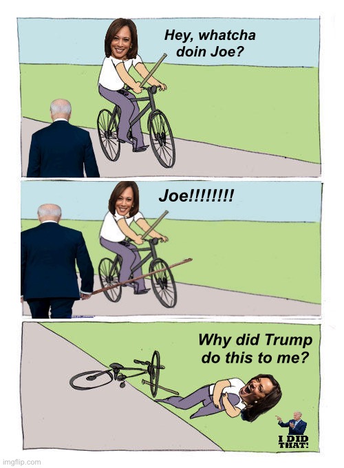 Joe is trying to unburden what might be | Hey, whatcha doin Joe? Joe!!!!!!!! Why did Trump do this to me? | image tagged in memes,bike fall,politics lol | made w/ Imgflip meme maker