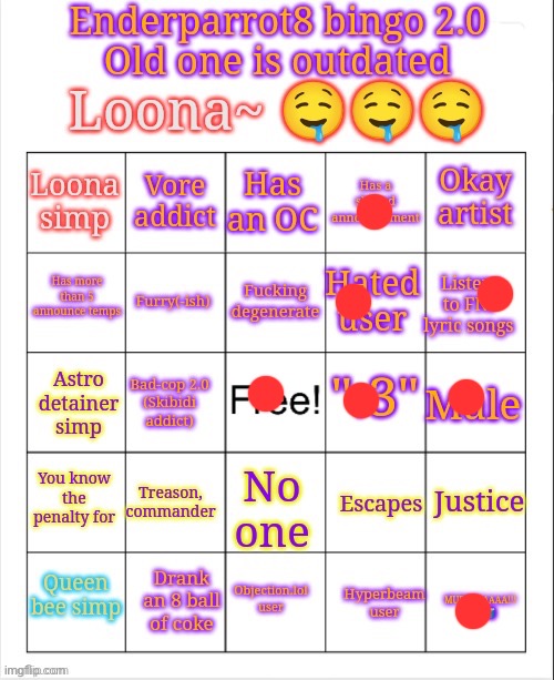 Enderparrot8 bingo 2.0 | image tagged in enderparrot8 bingo 2 0 | made w/ Imgflip meme maker