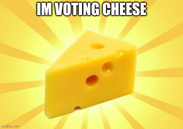 Cheese Time | IM VOTING CHEESE | image tagged in cheese time | made w/ Imgflip meme maker