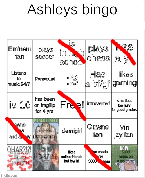 Ashley's bingo | image tagged in ashley's bingo | made w/ Imgflip meme maker