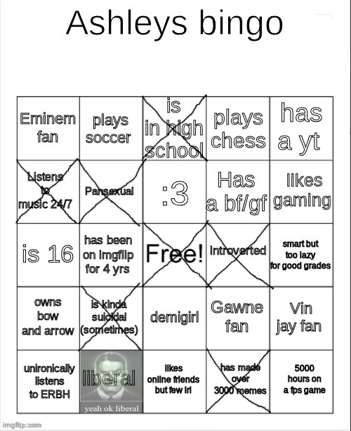 Ashley's bingo | image tagged in ashley's bingo | made w/ Imgflip meme maker