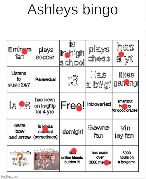 Ashley's bingo | image tagged in ashley's bingo | made w/ Imgflip meme maker