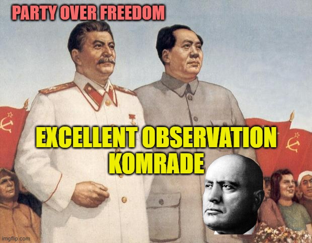 Stalin and Mao | PARTY OVER FREEDOM EXCELLENT OBSERVATION
KOMRADE | image tagged in stalin and mao | made w/ Imgflip meme maker