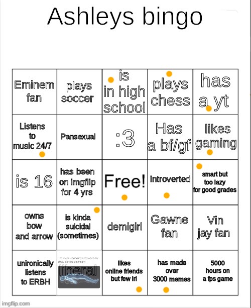 Ashley's bingo | image tagged in ashley's bingo | made w/ Imgflip meme maker