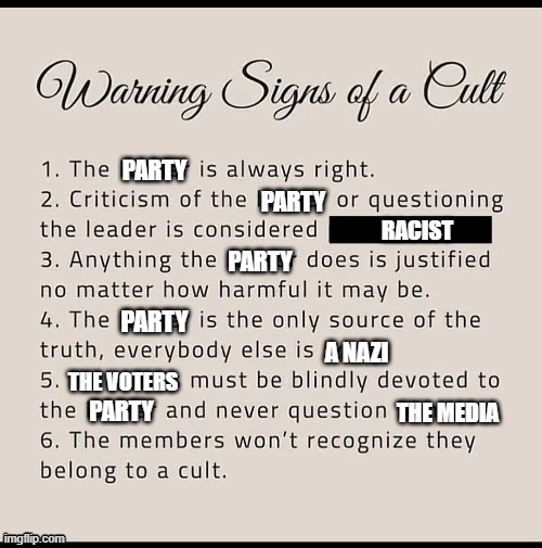 "TrUmP iS a CuLt LeAdEr!" | image tagged in cult | made w/ Imgflip meme maker