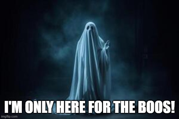 Friendly Ghost | I'M ONLY HERE FOR THE BOOS! | image tagged in ghost | made w/ Imgflip meme maker