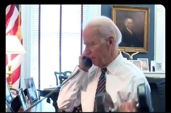 Biden on phone Blank Meme Template