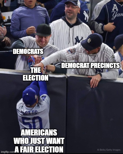 Yankees fans | DEMOCRATS; DEMOCRAT PRECINCTS; THE ELECTION; AMERICANS WHO JUST WANT A FAIR ELECTION | image tagged in yankees fans,democrats,election,americans | made w/ Imgflip meme maker