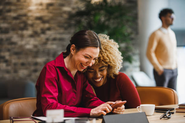 girls laughing seeing a text Blank Meme Template