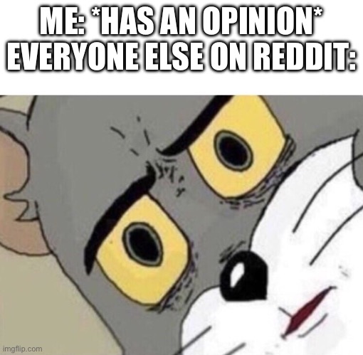 Real | ME: *HAS AN OPINION*
EVERYONE ELSE ON REDDIT: | image tagged in me everyone else | made w/ Imgflip meme maker