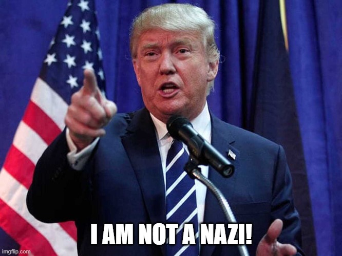 Poor Donnie | I AM NOT A NAZI! | image tagged in donald trump | made w/ Imgflip meme maker