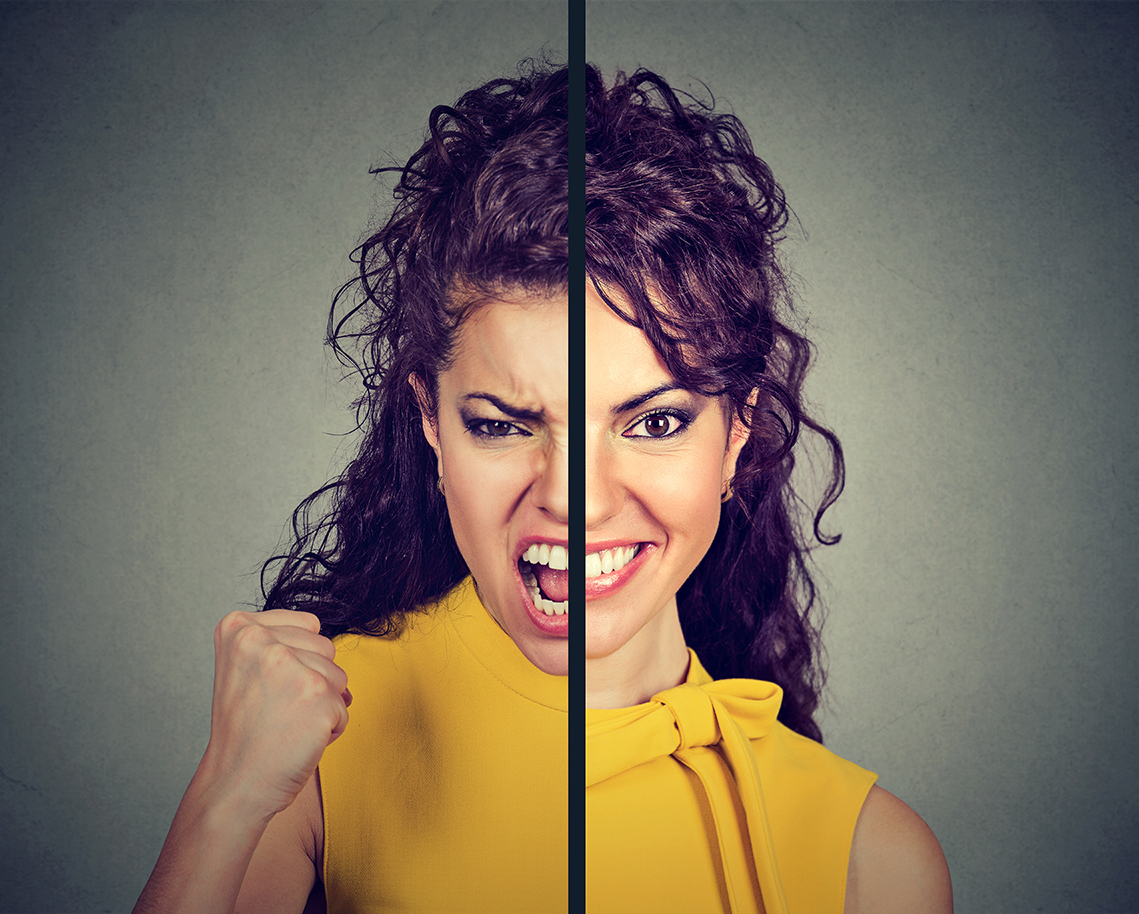 Bipolar woman Angry Happy Blank Meme Template