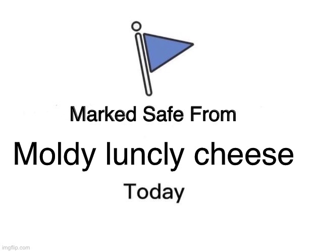 WE GETTIN A VIRUS WITH THIS ONE!!!!!!!!1!1!?️?️?️?️?️??????????️??️????????‍☠️?‍☠️ | Moldy luncly cheese | image tagged in memes,marked safe from | made w/ Imgflip meme maker