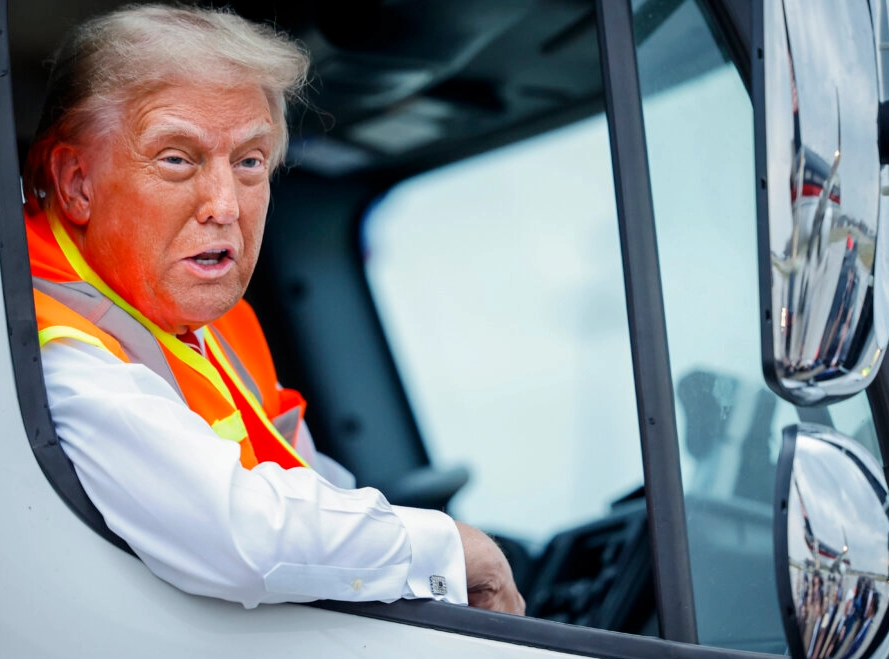 Trump driving garbage truck Blank Meme Template