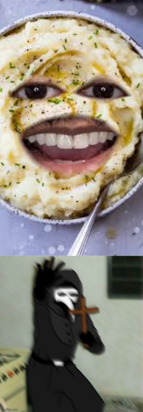 Cursed ahh face | image tagged in scp 049 with cross,face,mashed potatoes,cursed image,memes,faces | made w/ Imgflip meme maker