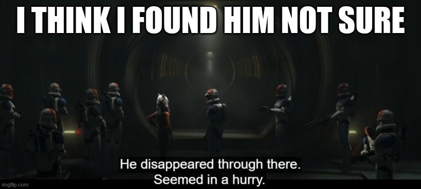 snark wars | I THINK I FOUND HIM NOT SURE | image tagged in snark wars | made w/ Imgflip meme maker