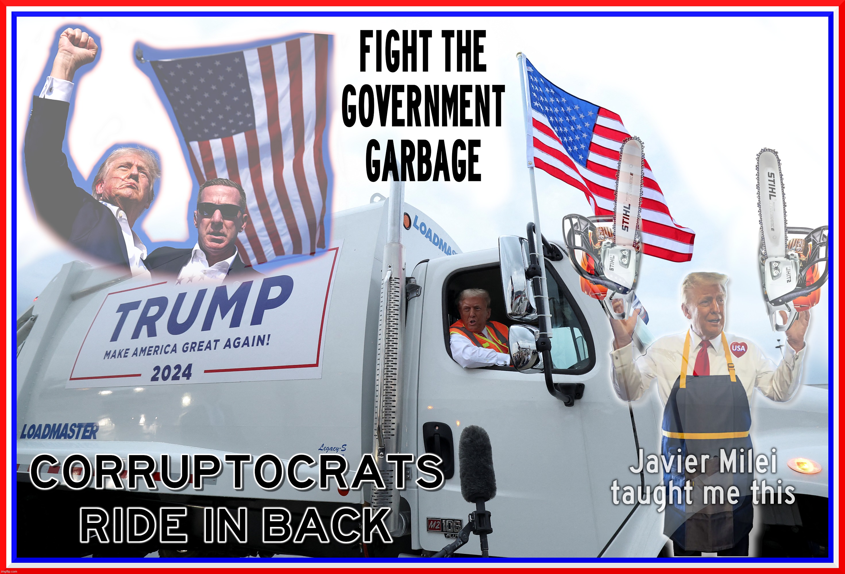 FIGHT GARBAGEMENT ! | CORRUPTOCRATS RIDE IN THE BACK; FIGHT THE GOVERMENT GARBAGE | image tagged in trump,garbage,government,corruptocrats,corrupt,truck | made w/ Imgflip meme maker