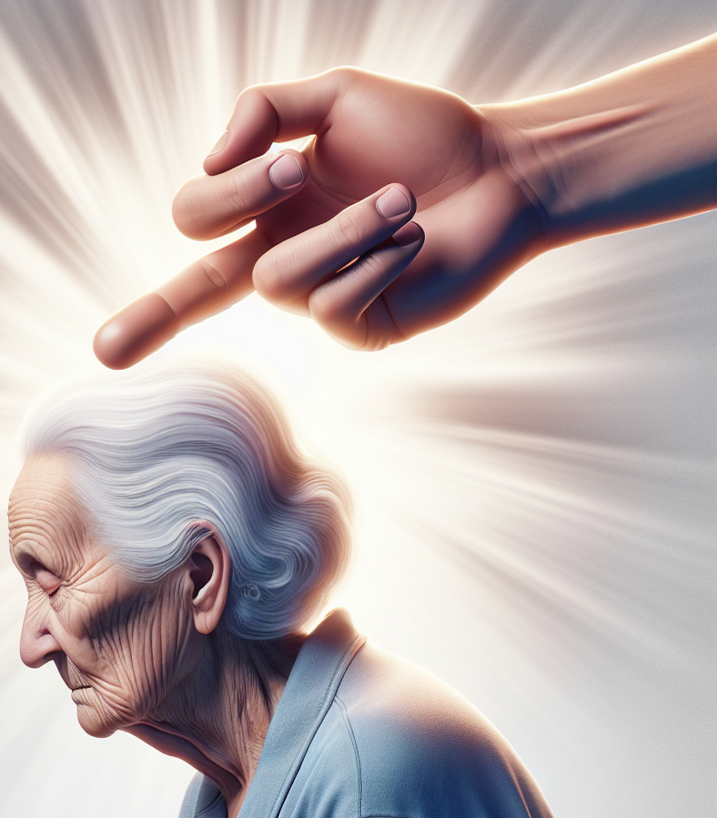 a middle finger landing on a old person head Blank Meme Template