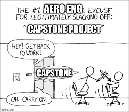 compiling | AERO ENG; CAPSTONE PROJECT; CAPSTONE | image tagged in compiling | made w/ Imgflip meme maker