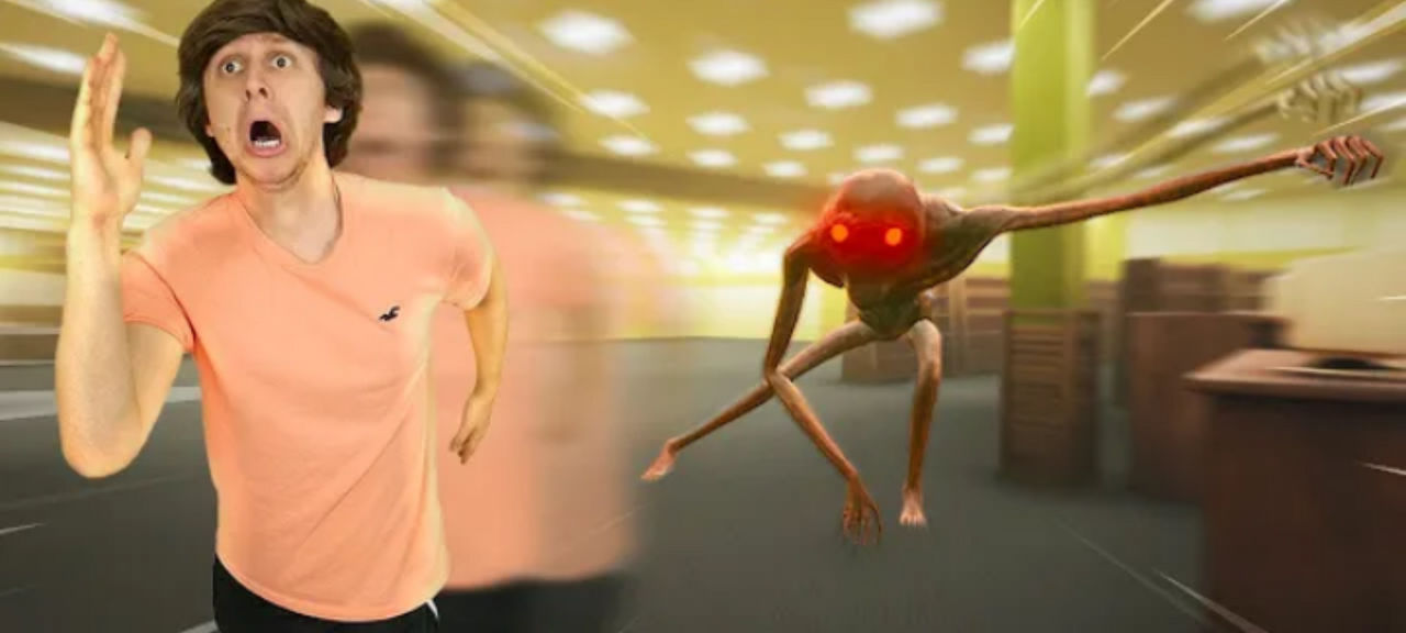 Guy running away from monster Blank Meme Template