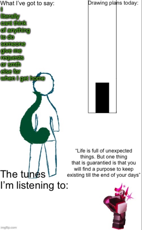 .SubSpaceKobold. Temp | I literally cant think of anything to do someone give me requests or smth else for when I get home | image tagged in subspacekobold temp | made w/ Imgflip meme maker