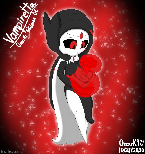 Vampiretta with a rose (Art by OscarK9) Happy Halloween btw :D | image tagged in happy halloween | made w/ Imgflip meme maker