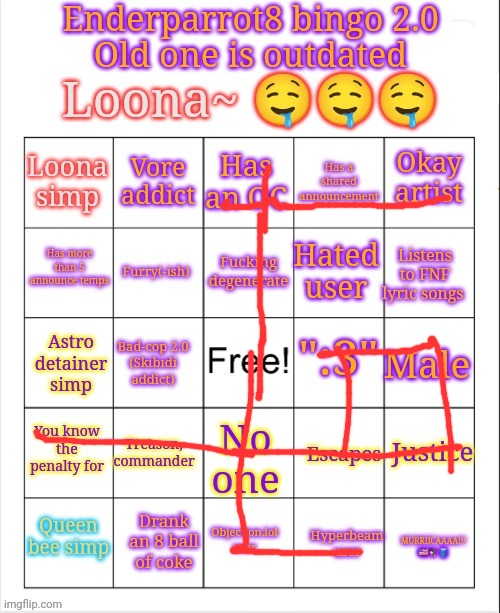 image tagged in enderparrot8 bingo 2 0 | made w/ Imgflip meme maker