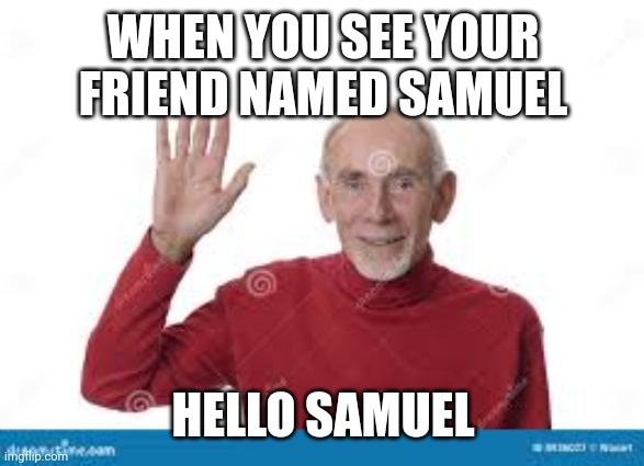 WHEN YOU SEE YOUR FRIEND NAMED SAMUEL; HELLO SAMUEL | made w/ Imgflip meme maker