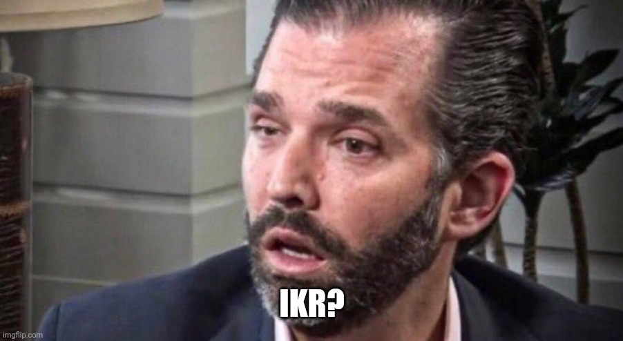 don trump jr coked up (facing left) | IKR? | image tagged in don trump jr coked up facing left | made w/ Imgflip meme maker