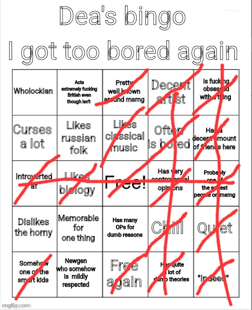 Wowsers | image tagged in dea's bingo | made w/ Imgflip meme maker