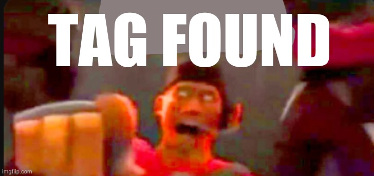 Tf2 scout pointing | TAG FOUND | image tagged in tf2 scout pointing | made w/ Imgflip meme maker