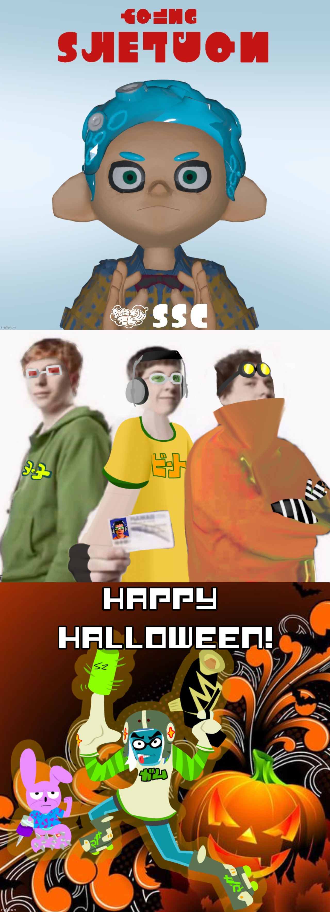 image tagged in young sheldon splatoon,spam sega with this until a new jsr game comes out 2 5,happy halloween from skatez and vaxcat | made w/ Imgflip meme maker