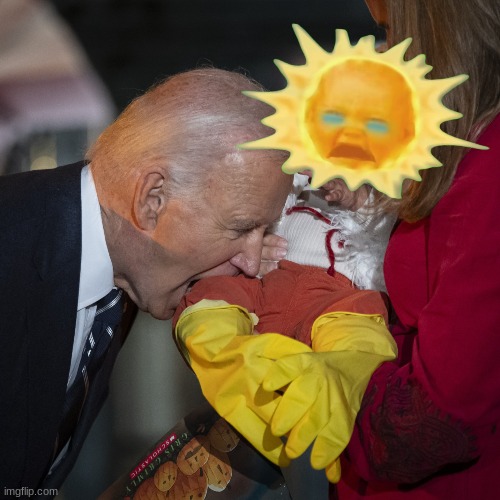 Joe Biden Biting meme | image tagged in joe biden,memes,politics,hahaha,baby,teletubbies | made w/ Imgflip meme maker